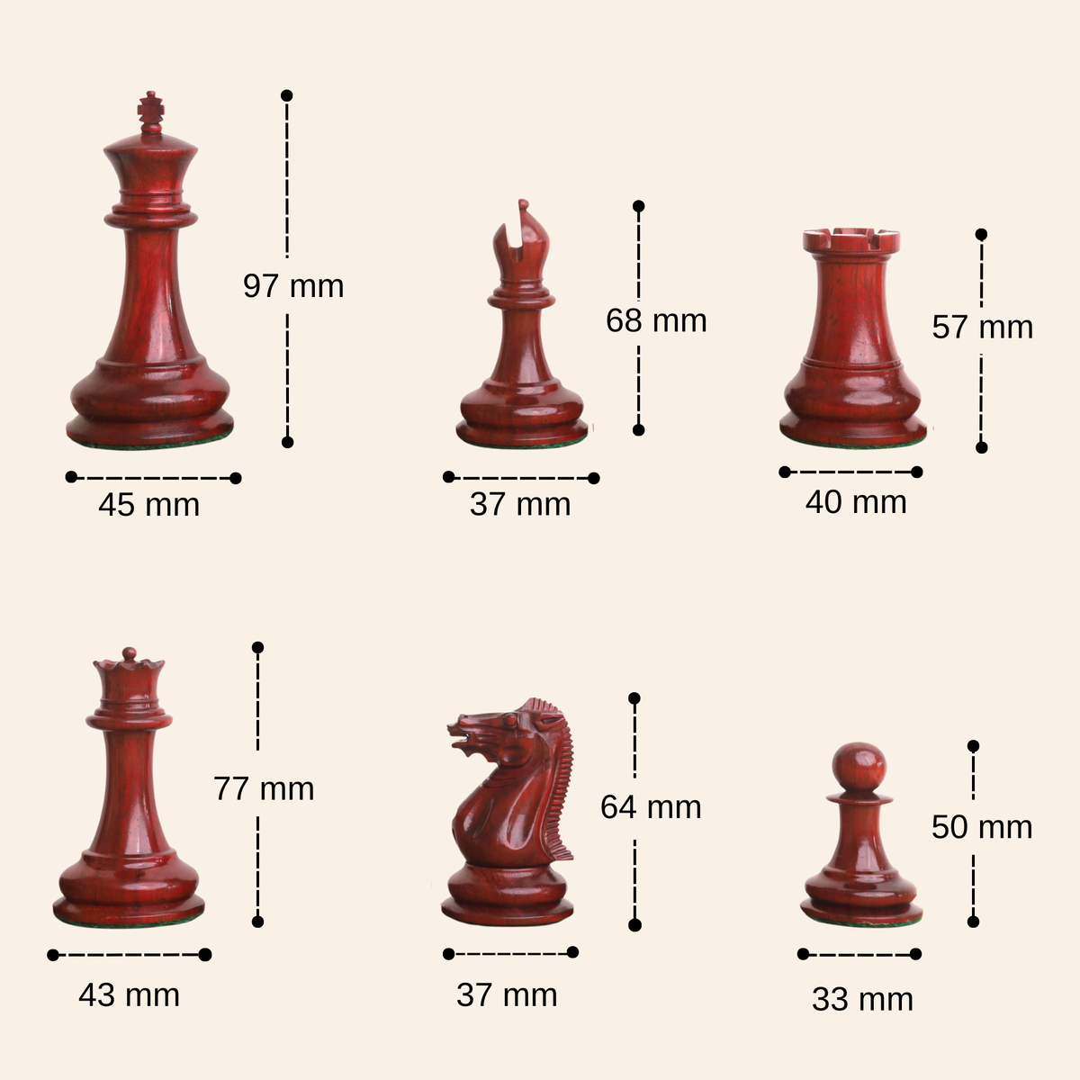 Slightly Imperfect 1849 Jaques Cook Staunton Collectors Chess Set - Chess Pieces Only- Bud Rosewood - 3.75"