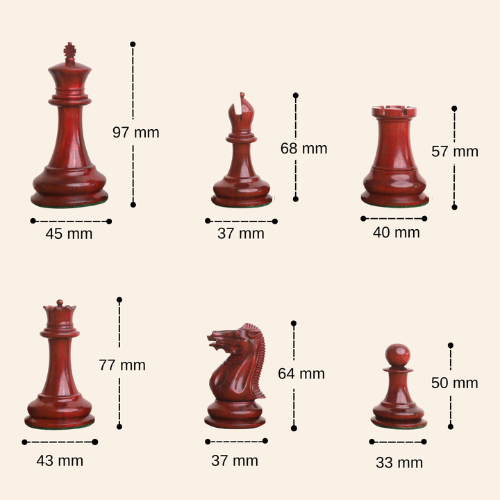 Slightly Imperfect 1849 Jacques Cook Staunton Sammler Schachspiel - Schachfiguren nur - Knospe Rosenholz - 3,75"