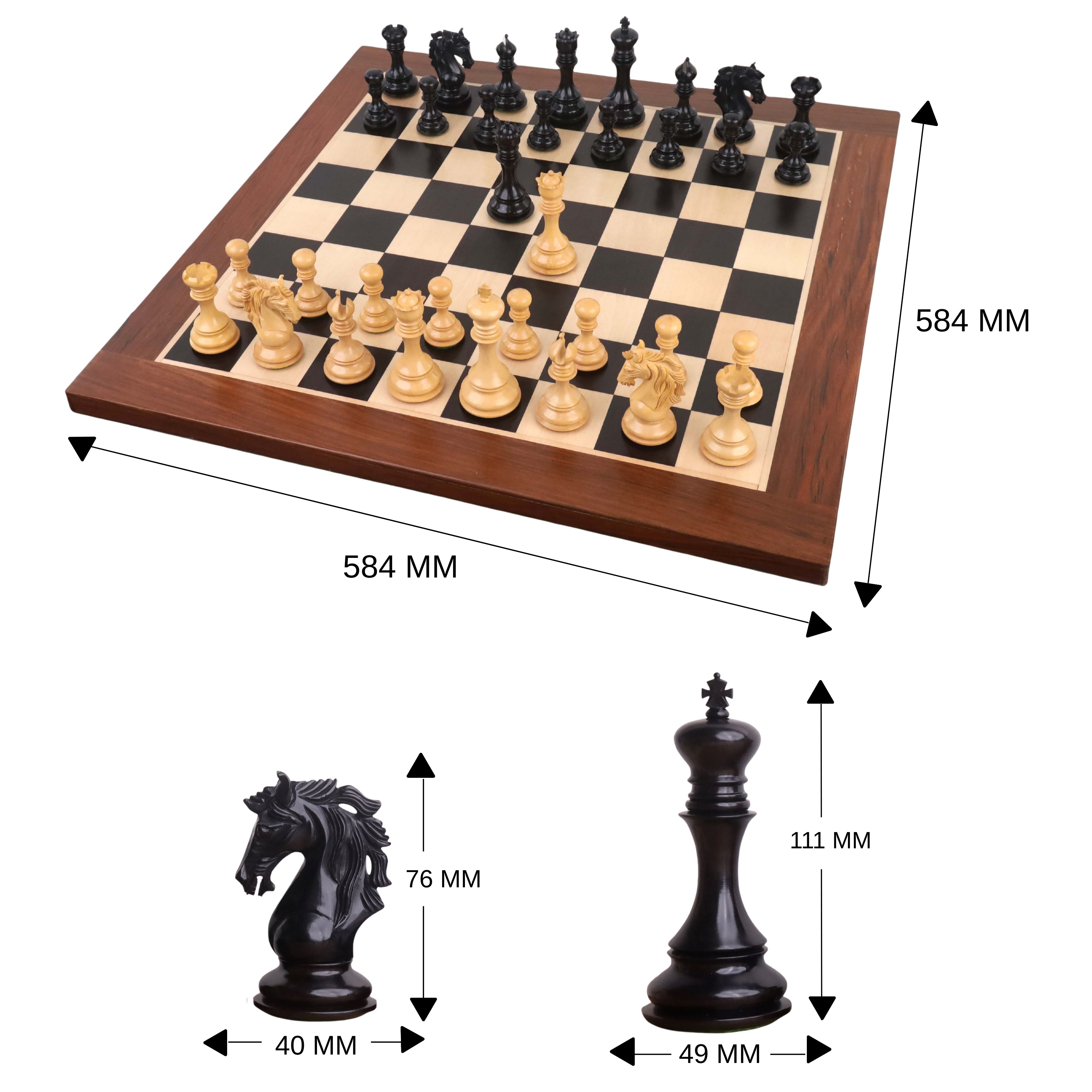 Combo of Goliath Series Luxury Ebony Wood Staunton Chess Set