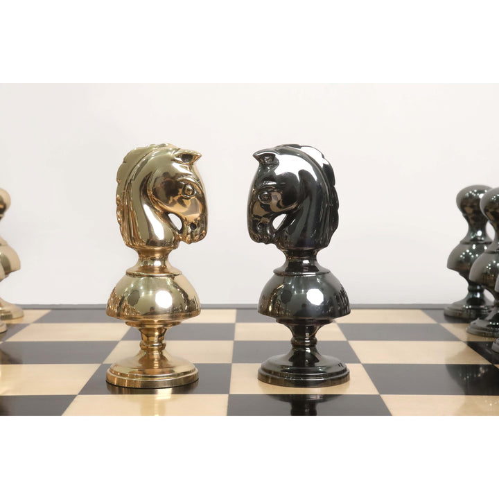 6” Giant Victorian Series Brass Metal Luxury Chess Set - Pieces Only - Metallic Gold & Grey