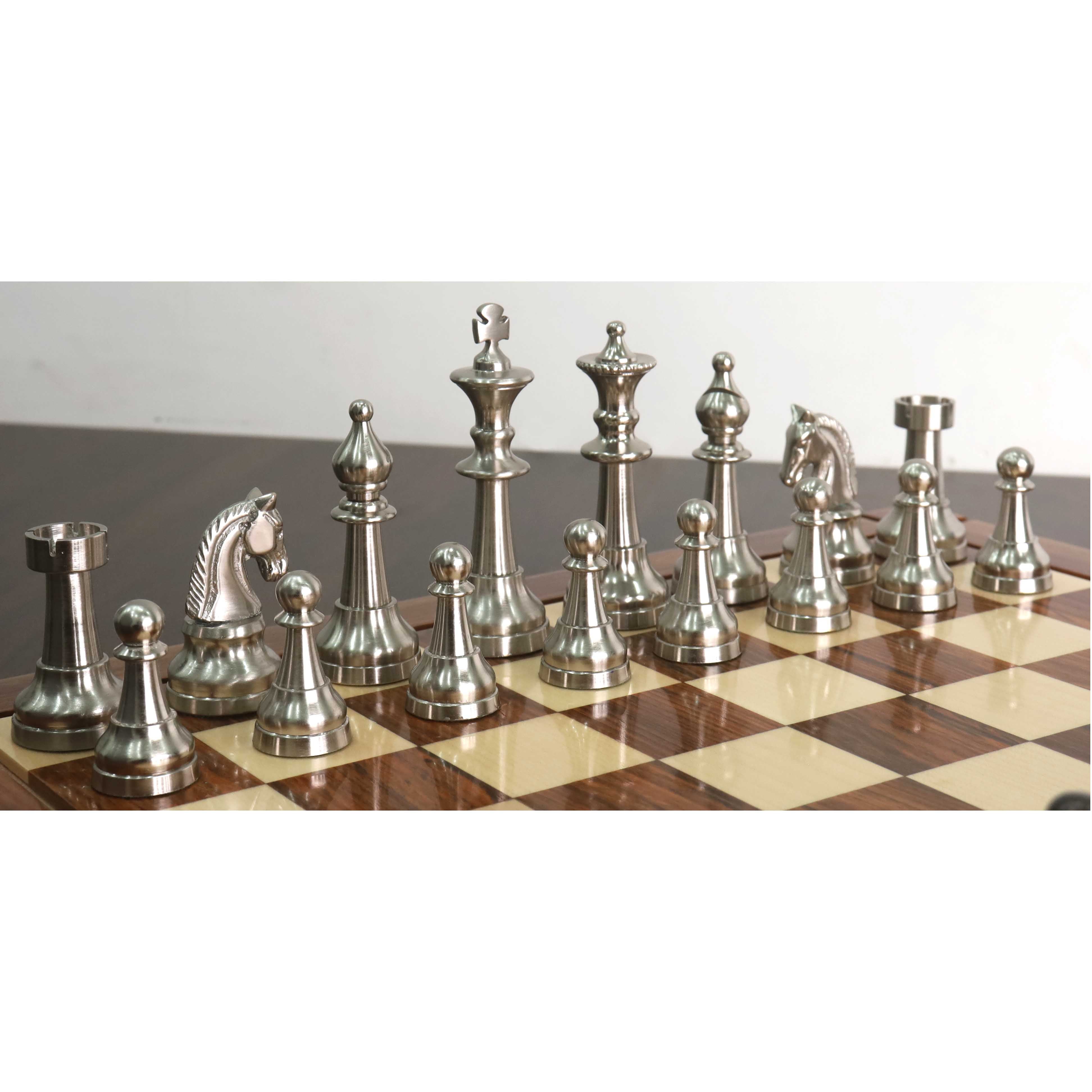 RoyalChessMall - 3.5 Elegance Series Brass Metal Luxury Chess Set