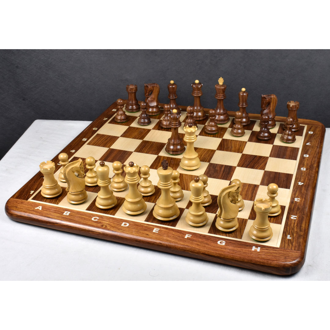 Slightly Imperfect 3.9" Russian Zagreb Chess Set- Chess Pieces Only - Weighted Golden Rosewood - Extra queens