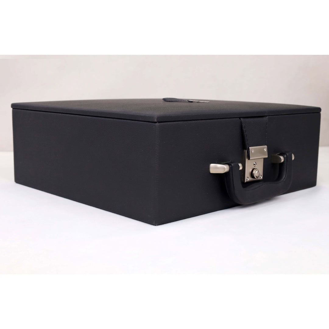 Leatherette Coffer Storage Box for Chess Pieces - 3.5" to 4.1" chessmen - with tray