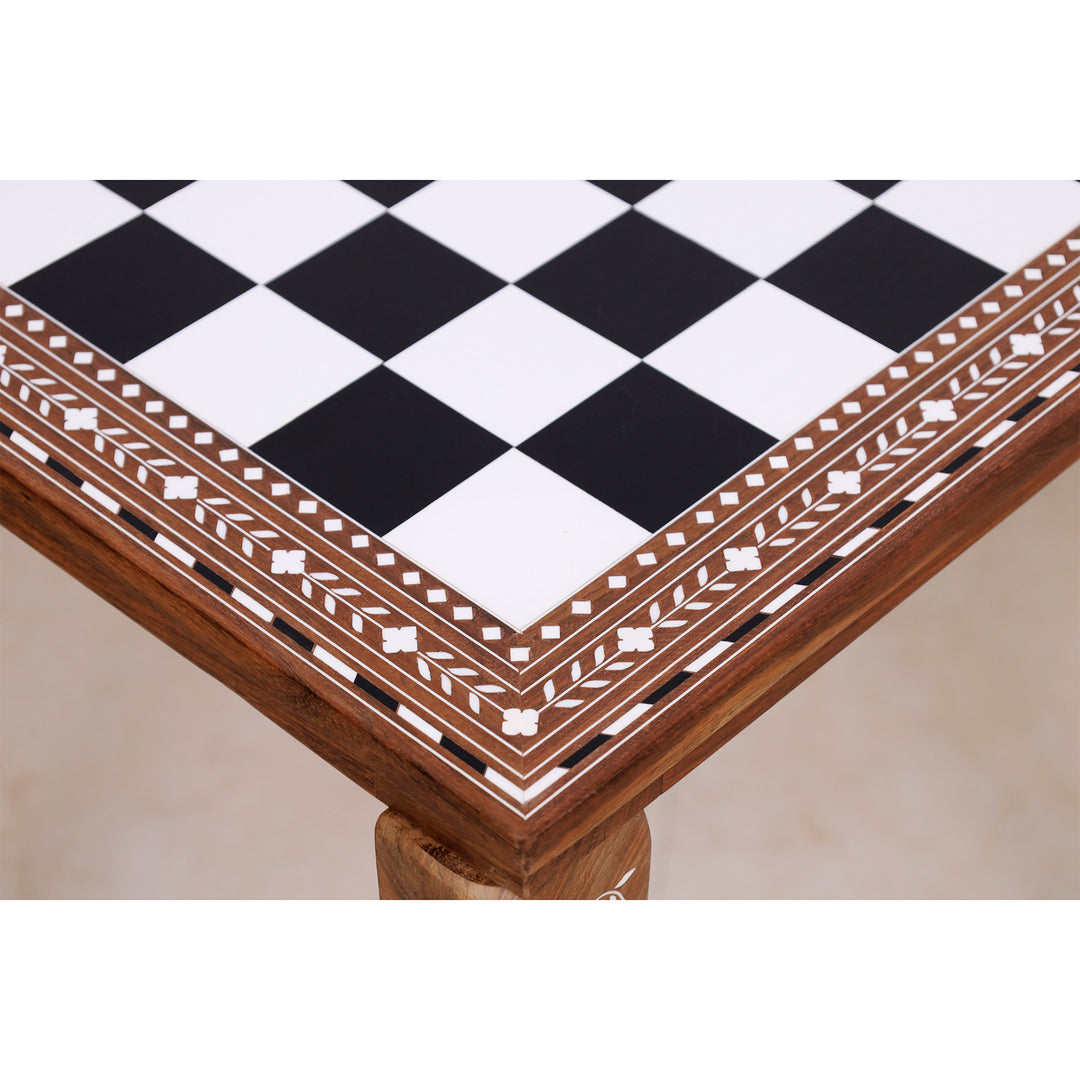 21" Players Wooden Chess Table – Golden Rosewood & Acrylic Ivory (27" Height)