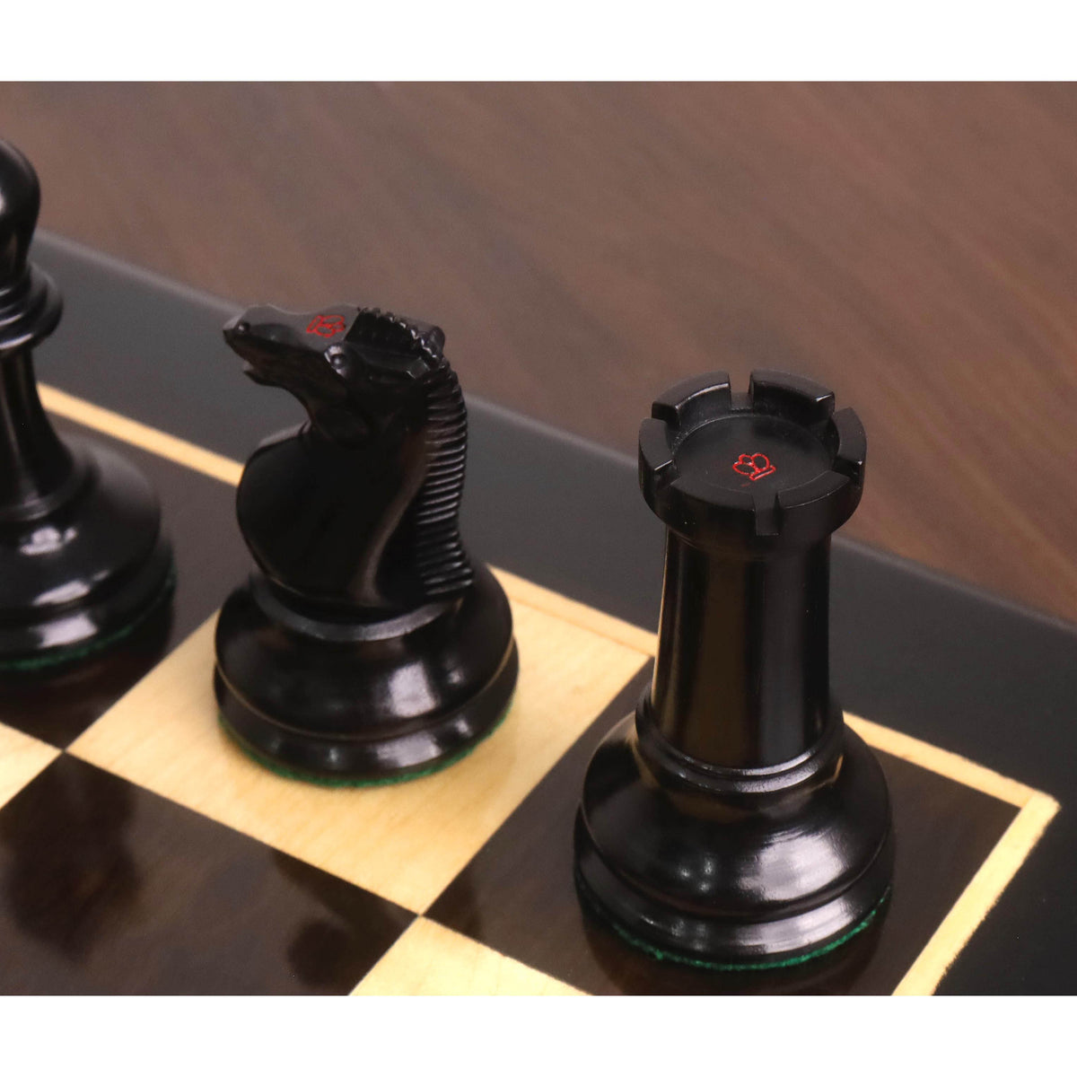 Jeu d'échecs Staunton Anderssen Dropjaw de 1856 environ, légèrement imparfait, 3,5 pouces - Pièces d'échecs uniquement - Ébène et buis