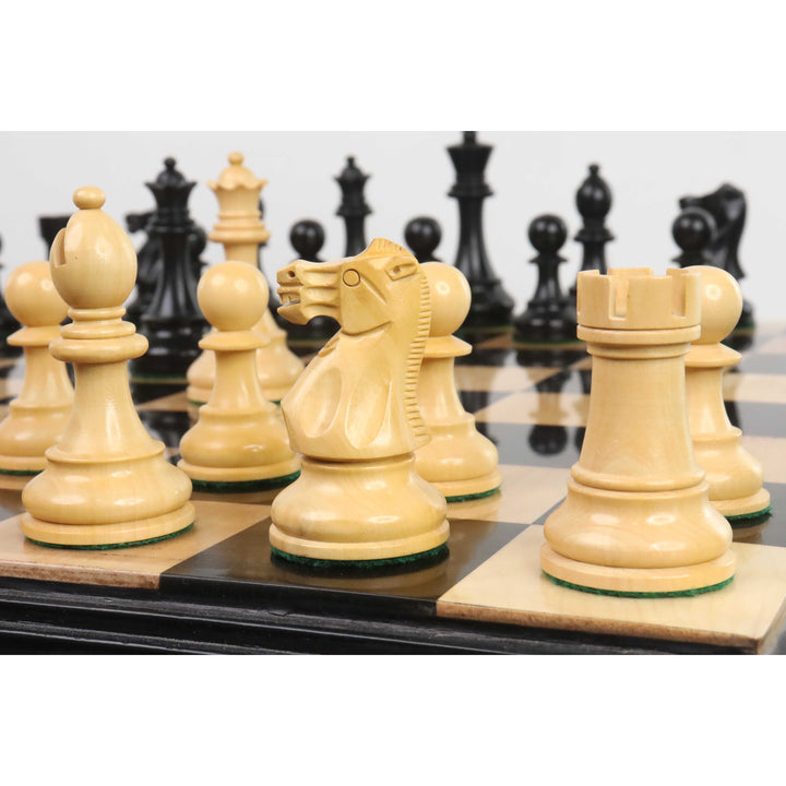 Slightly Imperfect 4.1" New Classic Staunton Wooden Chess Set - Chess Pieces Only-Weighted Ebonised Boxwood