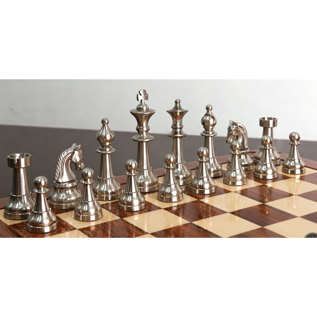 Set di scacchi di lusso da 3,5" della serie Elegance in ottone e metallo - Solo pezzi - Rame anticato