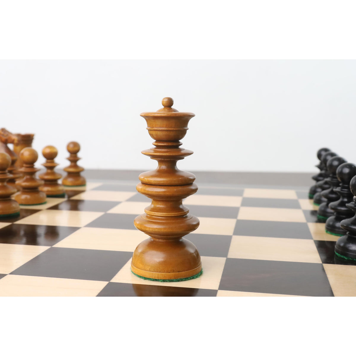 Slightly Imperfect 3.3" St. John Pre-Staunton Calvert Chess Set - Chess Pieces Only - Ebony Wood & Antique