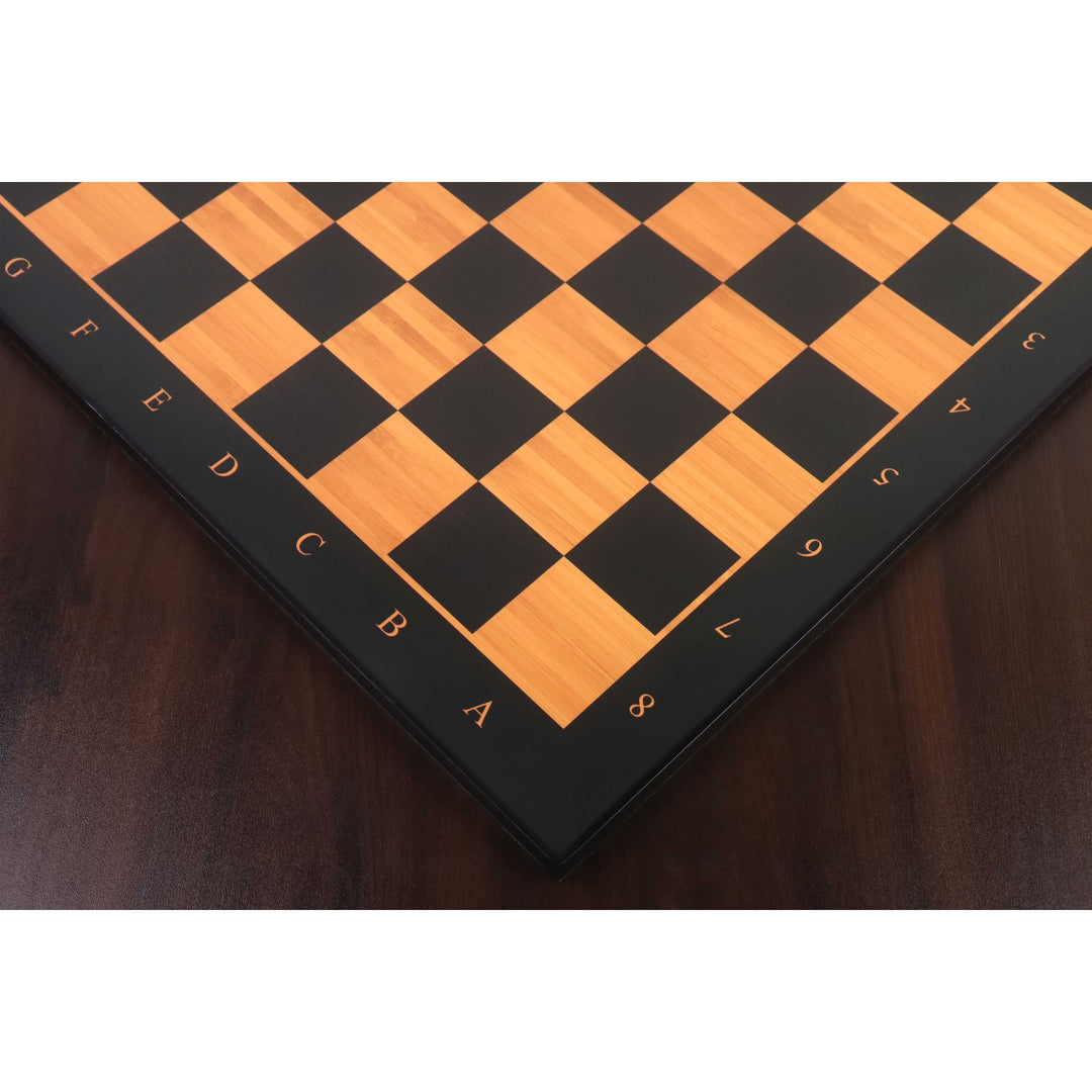 Ligeramente imperfecto 21" Tablero de ajedrez de madera impreso con anotaciones - Madera de boj antigua y ébano - 55 mm cuadrado - Acabado mate