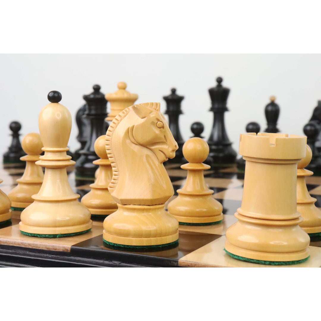 Slightly Imperfect 1950s' Fischer Dubrovnik Chess Set - Chess Pieces Only- Ebony & Boxwood - 3.8 " King