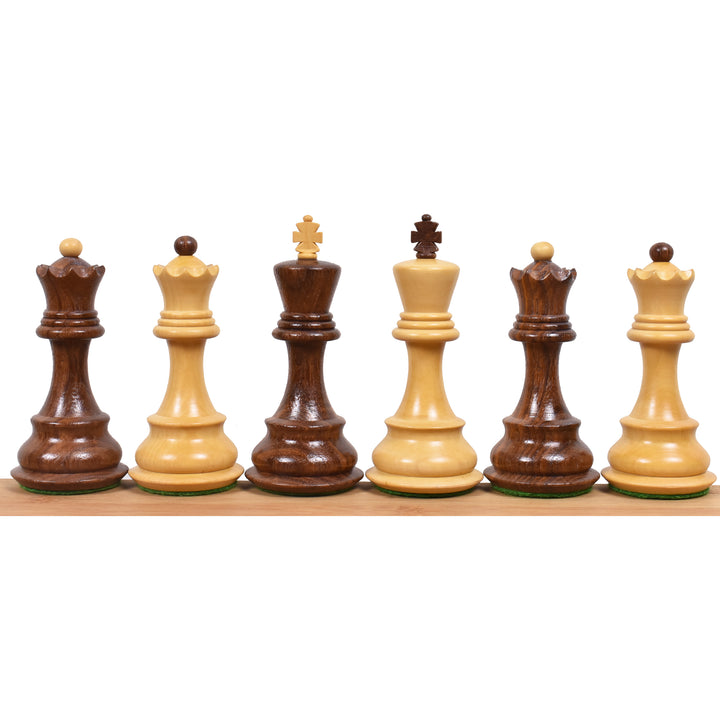 Slightly Imperfect 3.9" Russian Zagreb Chess Set- Chess Pieces Only - Weighted Golden Rosewood - Extra queens