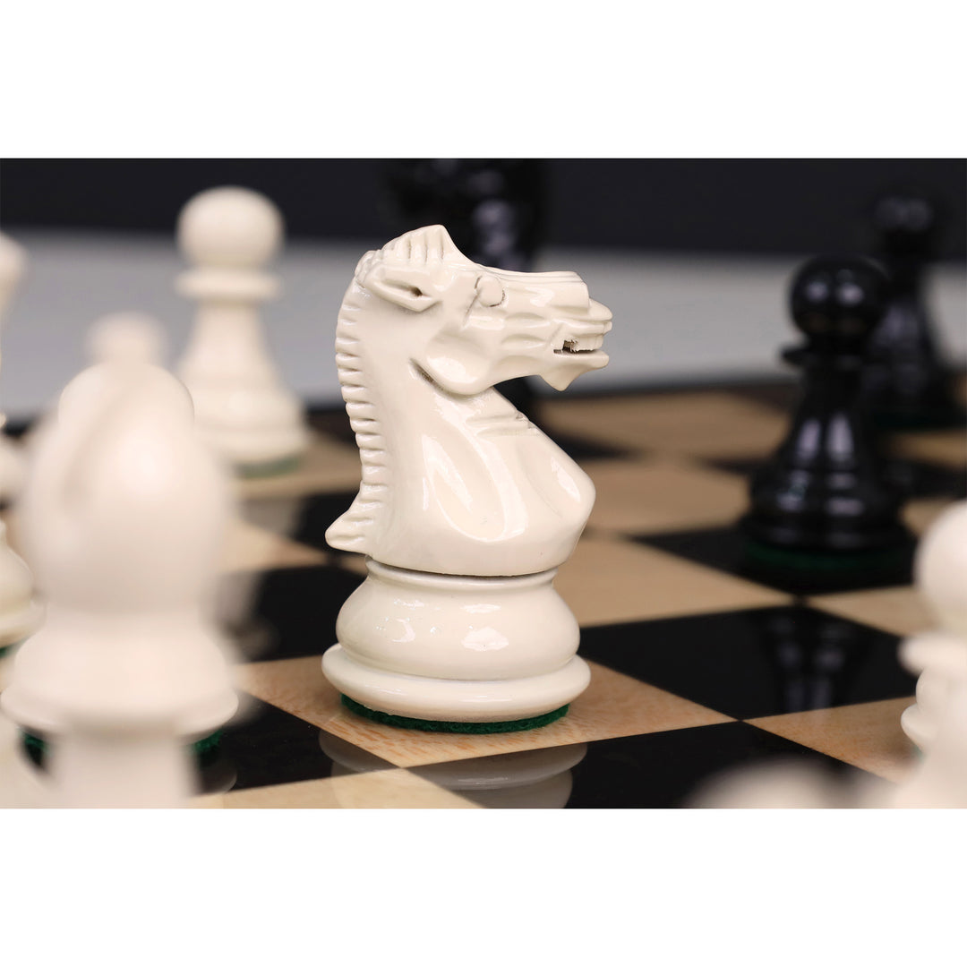 3.1" Pro Staunton Black & Ivory Painted Weighted Wooden Chess Set - Chess Pieces Only