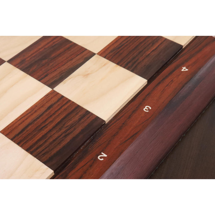 23” Plansza do szachów z drewna różanego i klonowego - 60 mm kwadratowych - Notacja ABC