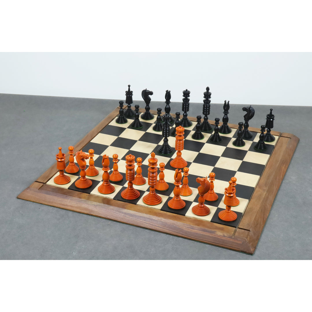 Slightly Imperfect 4.7" Pre-Staunton Chess Set - Chess Pieces Only - Double Weighted Ebony & Antiqued Boxwood