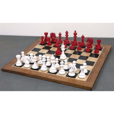 Slightly Imperfect 4.6" Prestige Luxury Staunton Chess Pieces Only set- White & Red Lacquer Boxwood