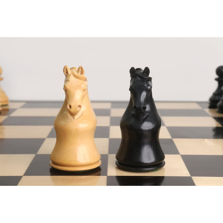 Slightly Imperfect Piatigorsky Cup Reproduced Chess Set- Chess Pieces Only- Ebony Wood – 5″ King
