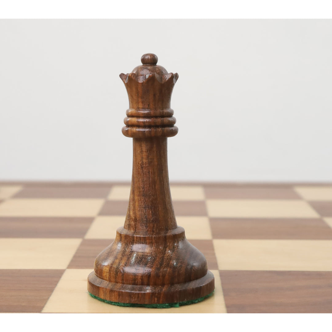 Jeu d'échecs Drueke Reproduced 3.7" légèrement imparfait - Pièces d'échecs uniquement - Bois de rose doré