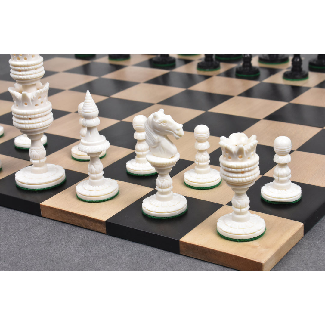 4.1" Lotus Series Hand Carved Chess Set- Chess Pieces Only - Camel Bone - Warehouse Clearance - USA Shipping Only