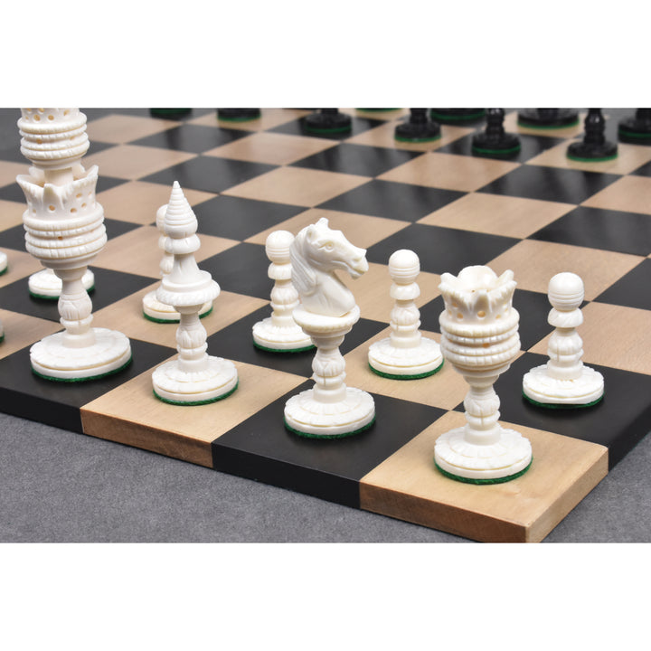 4.1" Lotus Series Hand Carved Chess Set- Chess Pieces Only - Camel Bone - Warehouse Clearance - USA Shipping Only