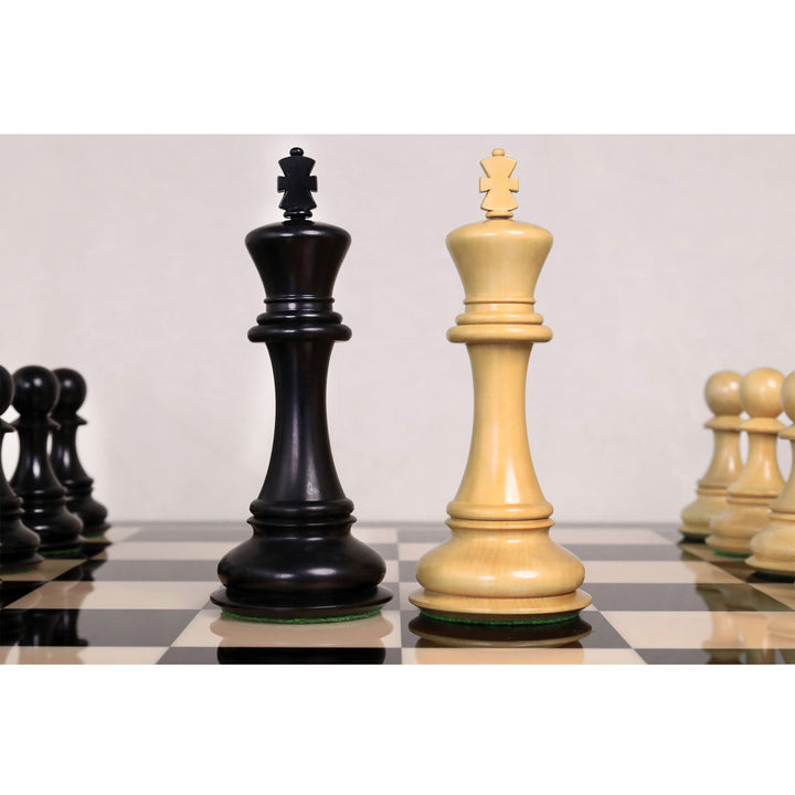 Combo of 6.3" Jumbo Pro Staunton Luxury Triple Weighted Chess Set with 26" Ebony & Maple Wood Chess Board