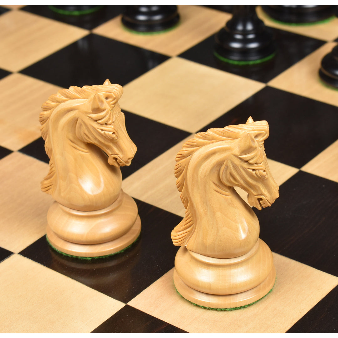 Kombo zestawu szachów Repro 2016 Sinquefield Staunton - figury z drewna hebanowego z planszą i pudełkiem