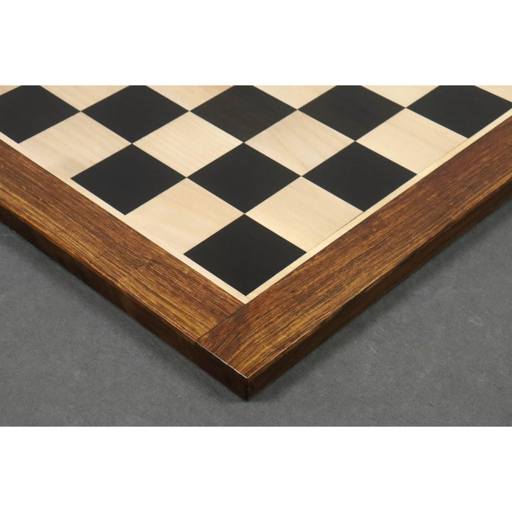 23" Large Ebony & Maple Wood Chessboard 60 mm Square - Golden Rosewood borders - Warehouse Clearance - Europe Shipping Only