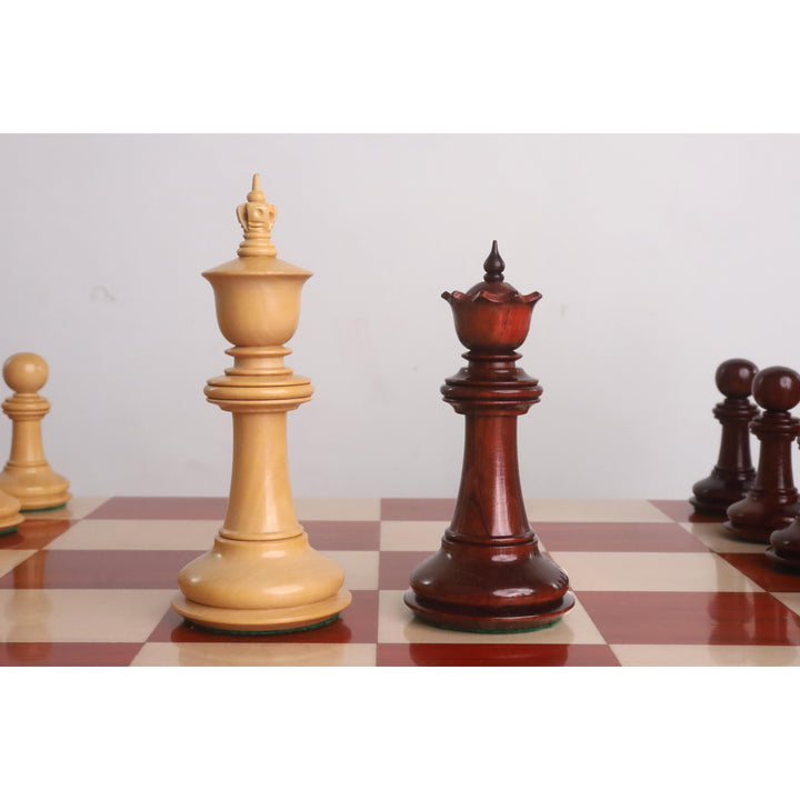Jeu d'échecs 4.6" Bath Luxe Staunton - Pièces d'échecs seulement - Bois de rose Bud - Poids triple