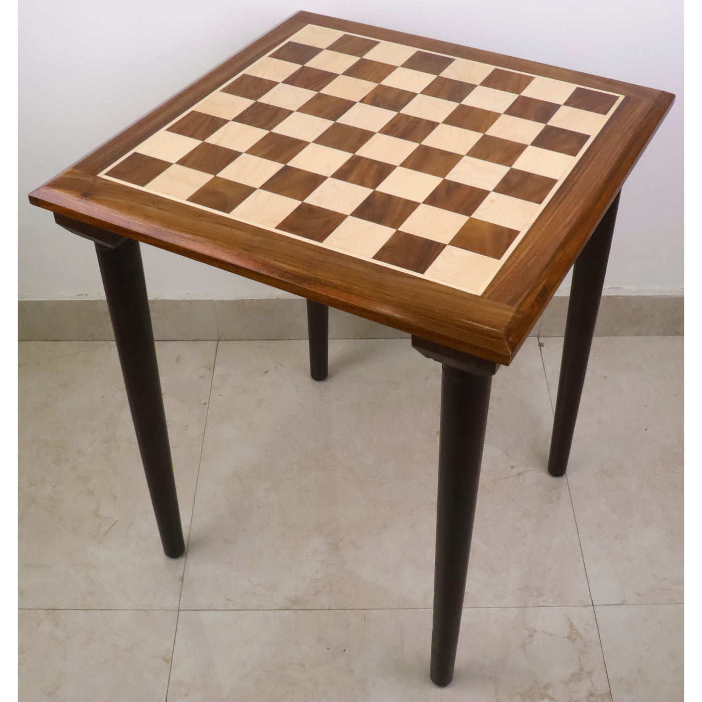 22" Tournament Chess Board Table with Stoppers - 26" Height - Golden Rosewood