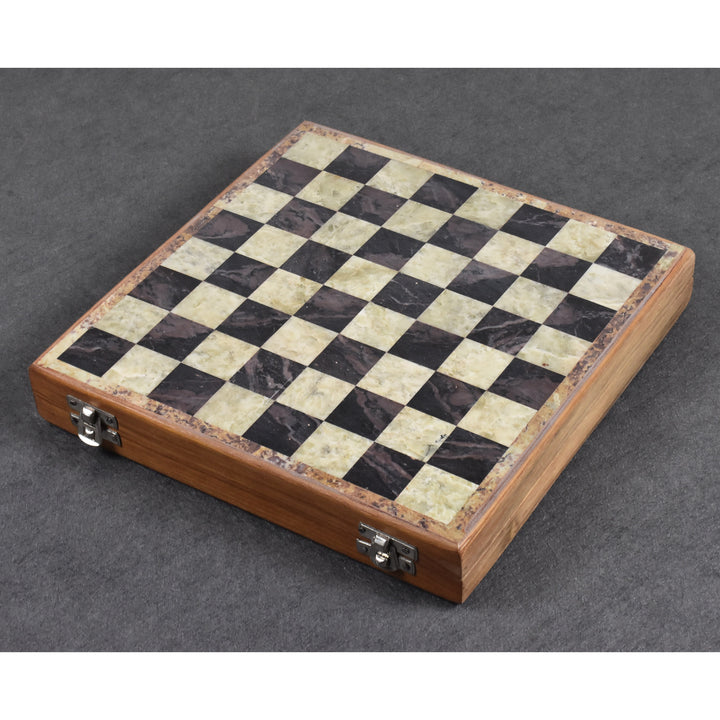 Slightly Imperfect Soap Stone Handcarved Chess Pieces & Board Set - Includes Storage Case - 10" board - Warehouse Clearance - Europe Shipping Only
