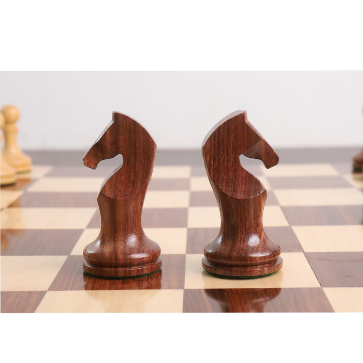 3.9" Zadar Series Modern Minimalist Combo Chess Set - Pieces in Golden Rosewood with Borderless Board and Box