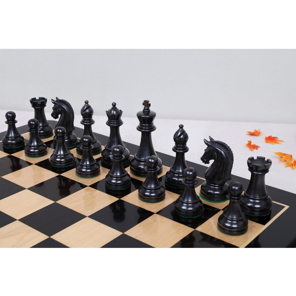 4.3" Sovereign Crown Luxury Staunton Chess Set - Chess Pieces Only - Lacquered Distress Antiqued Boxwood & Ebony - Triple Weighted
