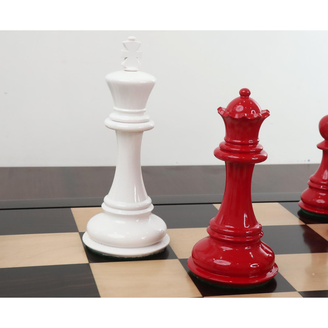 Slightly Imperfect 6.3" Jumbo Pro Staunton Luxury Chess Set- Chess Pieces Only - Red & White Lacquered