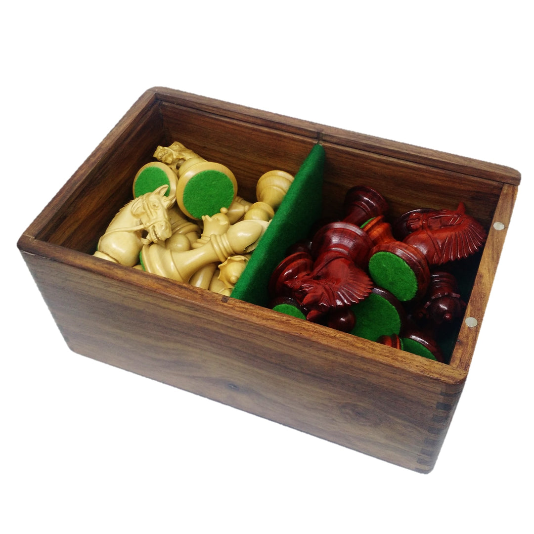 Slightly Imperfect 3.75" Artisan Carving Burnt Zagreb Chess Pieces with Storage Box - Warehouse Clearance - USA Shipping Only