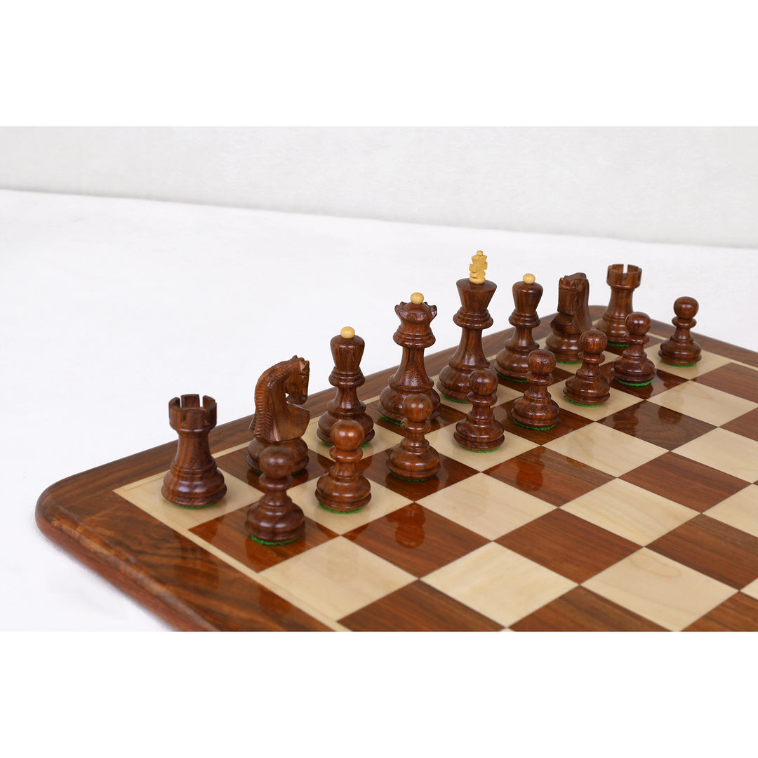 3.1" Russian Zagreb Gift Chess Set Combo - Pieces in Golden Rosewood with 17" Board & Storage Case