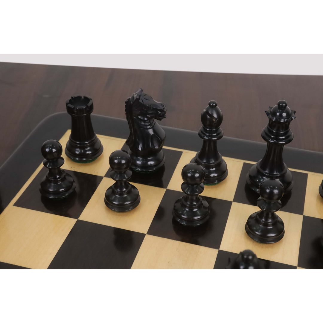 Fierce Knight Staunton Chess Set- Chess Pieces Only - Weighted Boxwood - 3.5" Extra Queens