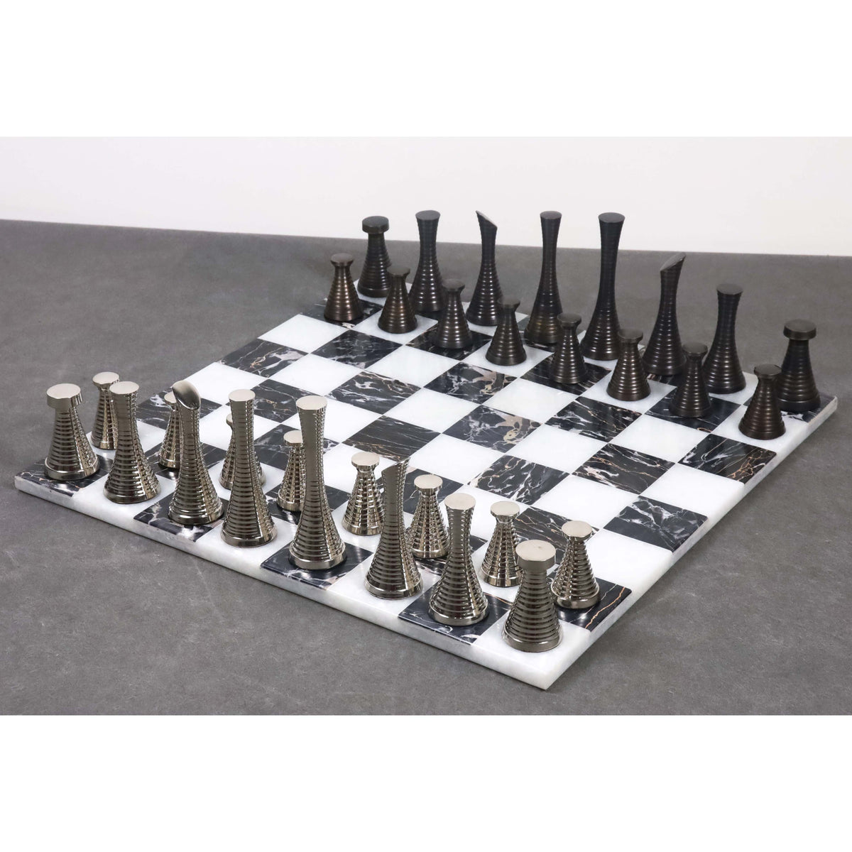 15'' Borderless Marble Stone Luxury Chess Board -  Black and White stone - Warehouse Clearance - USA Shipping Only