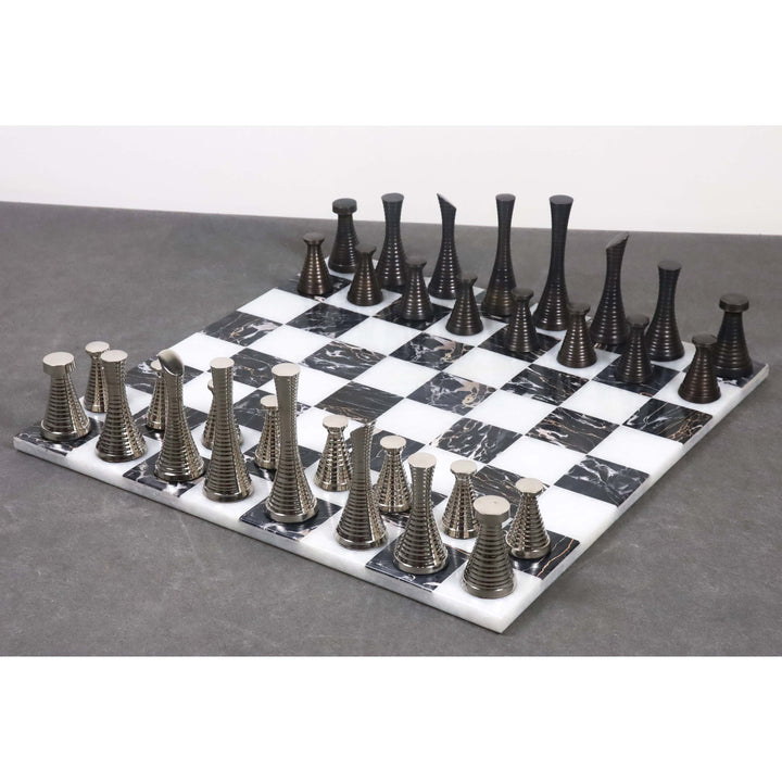 15'' Borderless Marble Stone Luxury Chess Board -  Black and White stone - Warehouse Clearance - USA Shipping Only