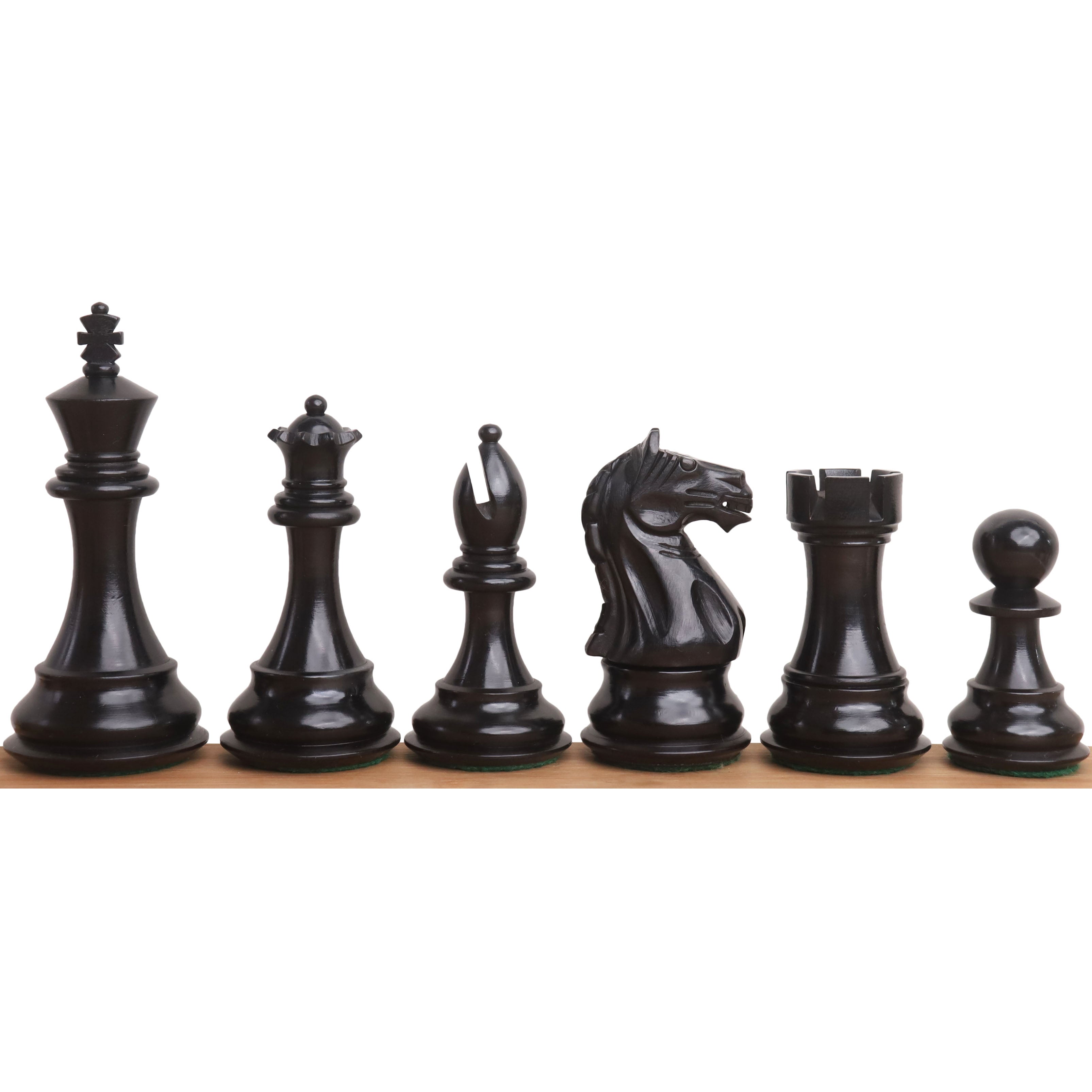 4" Fierce Knight Staunton Chess Set- Chess Pieces Only - Weighted Ebonised Boxwood