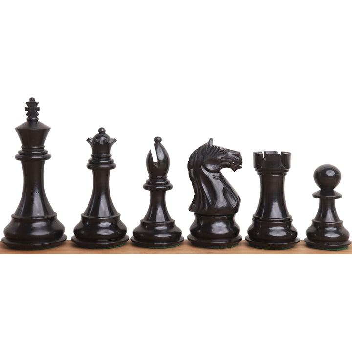 Jeu d'échecs 4" Fierce Knight Staunton - Pièces d'échecs uniquement - Buis ébénisé lesté