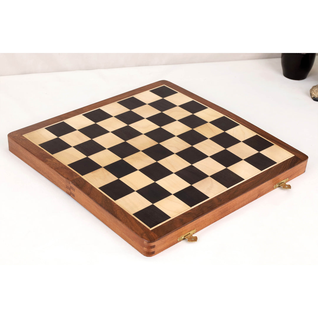 16" Craftsman Folding Magnetic Travel Chess Set – Ebony & Maple Wood Board with Ebonized Pieces | Luxurious Gift Set