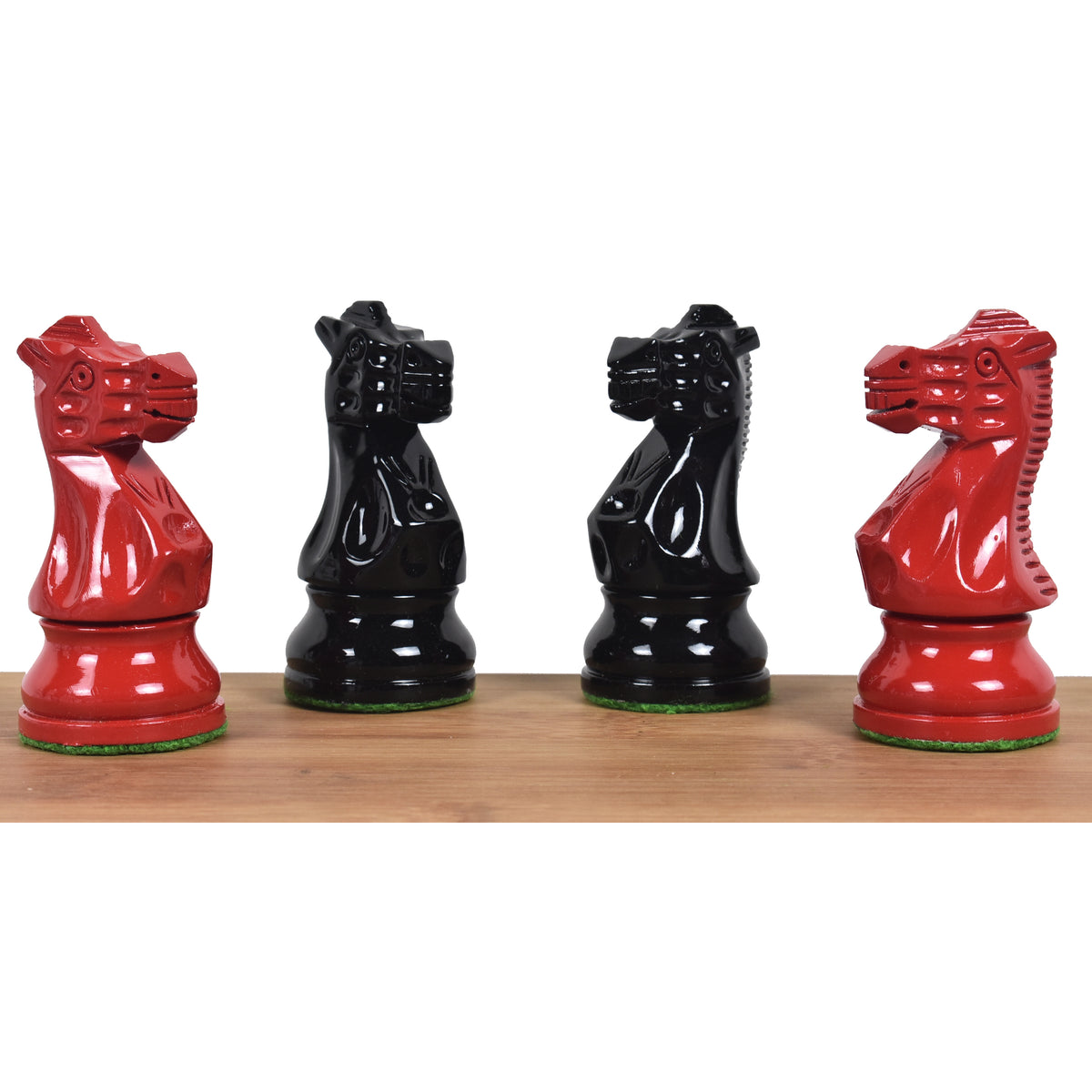 Slightly Imperfect 3.8" Red & Black Painted Chess Set- Chess Pieces Only - Staunton Design- Weighted Boxwood - Warehouse Clearance - UK Shipping Only
