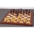 Complete 4.3 inch Marengo luxury Staunton chess set displayed on a wooden board.