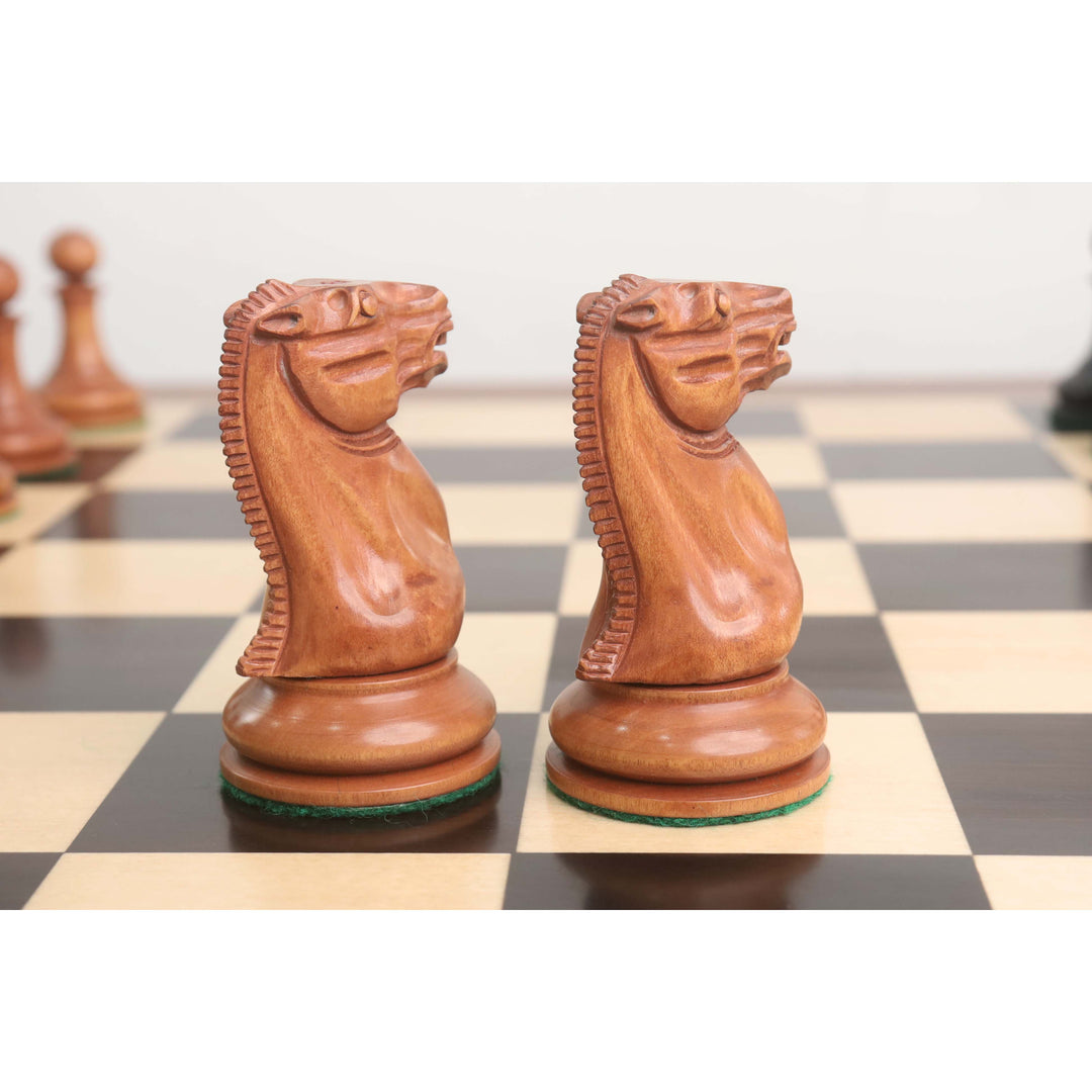 1849 Cooke tipo Staunton Set di scacchi - Solo pezzi di scacchi - Legno di ebano e bosso anticato - 4.3" Re