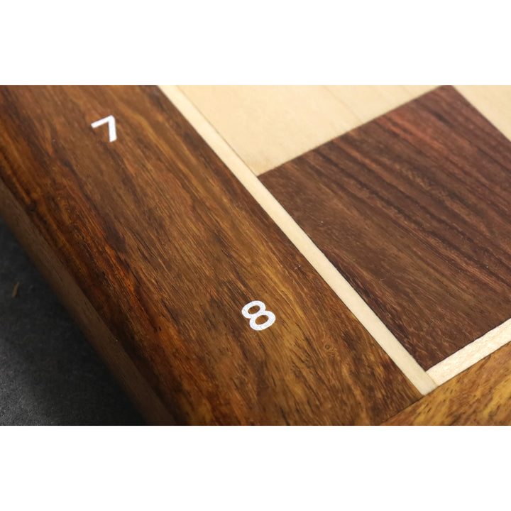 Slightly Imperfect 21" Large Chess board - Golden Rosewood & Maple - 55 mm Square- Algebraic Notations