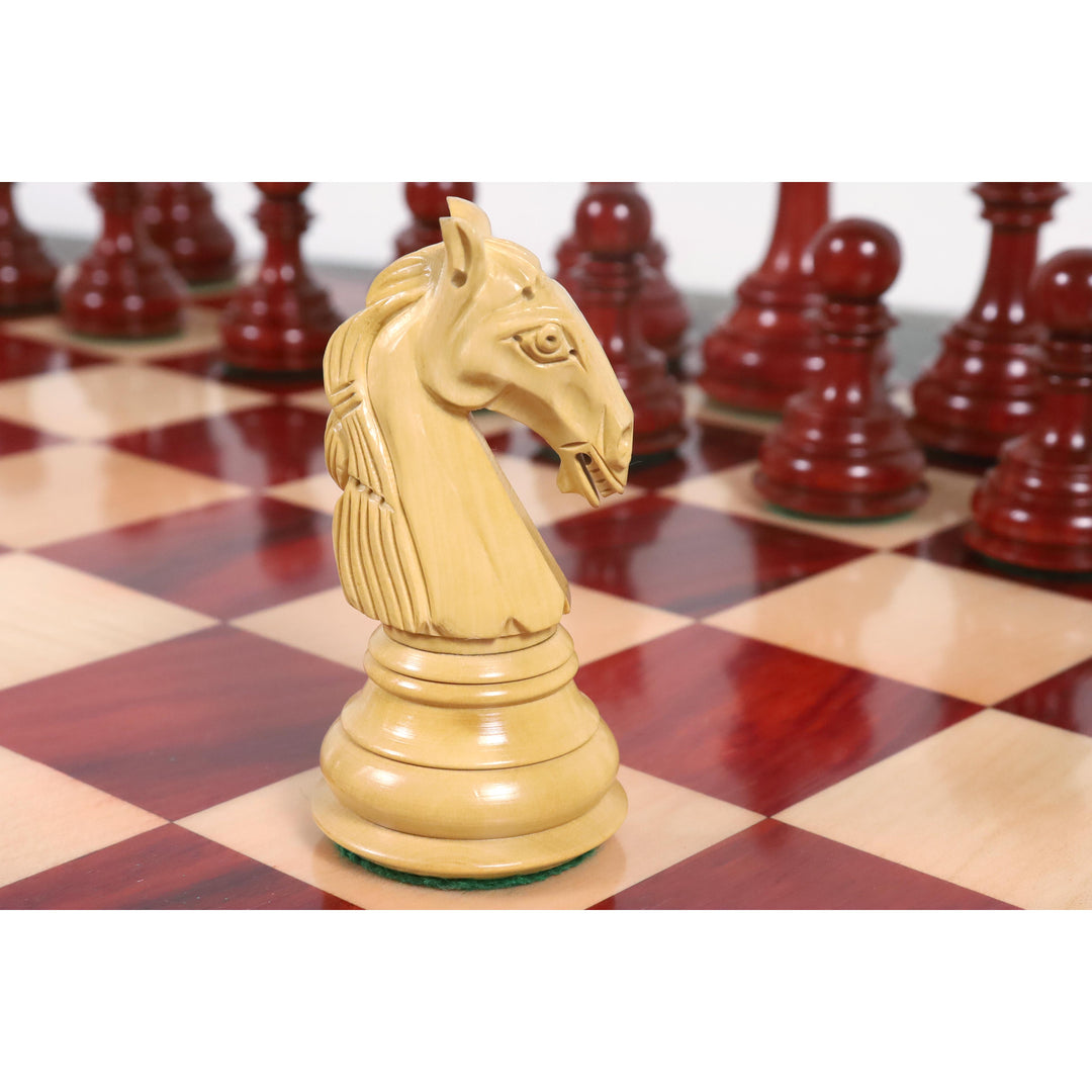 Combo of 4.6" Rare Columbian Triple Weighted Bud Rosewood Luxury Chess Pieces with 23" Chessboard and Storage Box