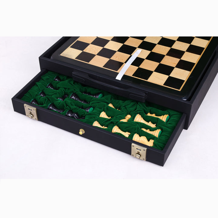 3" Professional Staunton Gift Chess Set - Pieces in Ebonized Boxwood with 17" Ebony Board & Storage Case