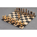 Slightly Imperfect 3.75" Artisan Carving Burnt Zagreb Chess Pieces with Storage Box - Warehouse Clearance - USA Shipping Only