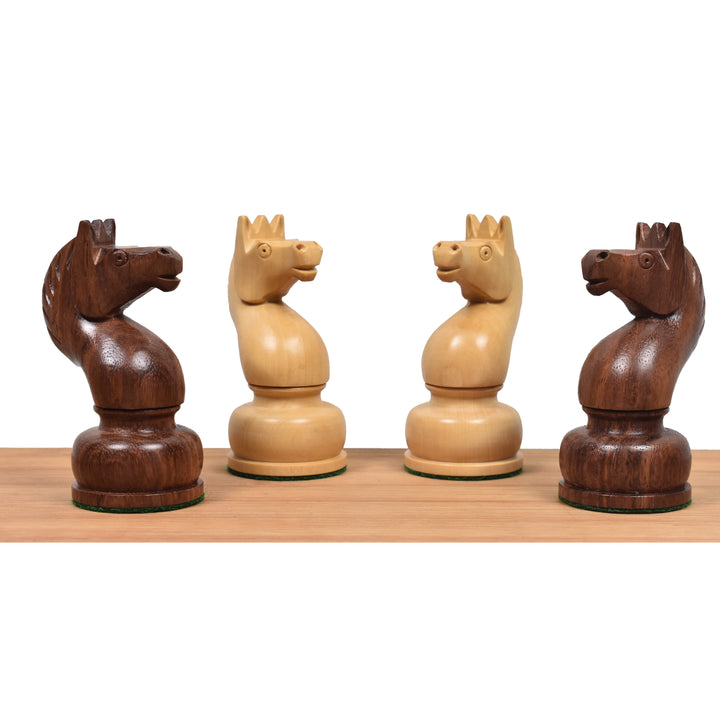 Slightly Imperfect 1960's Soviet Championship Tal Chess Set- Chess Pieces Only - Golden Rosewood - 4" King