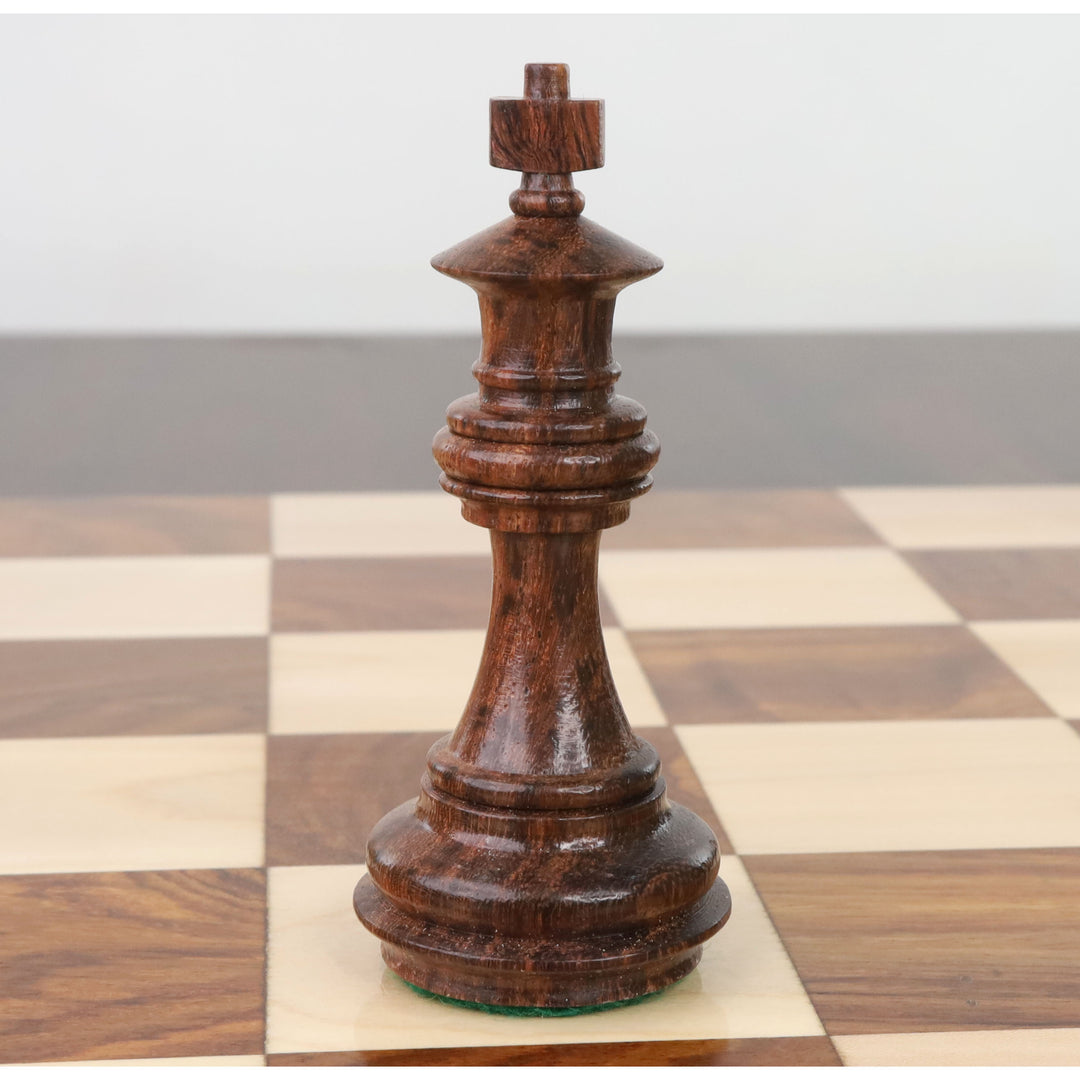 Slightly Imperfect 3.4" Meghdoot Series Staunton Chess Set- Chess Pieces Only - Weighted Golden Rosewood