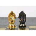 12" Staunton Inspired Luxury Brass Metal Chess Set - Gold & Black Pieces with Board